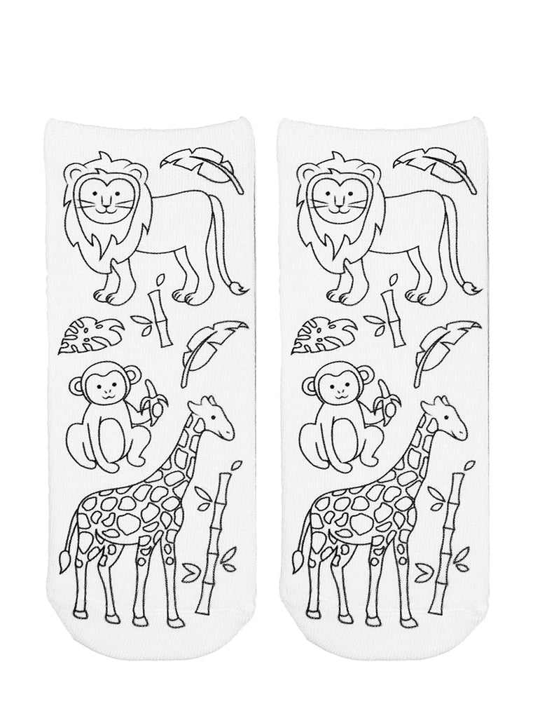 Zoo Animals Coloring Socks