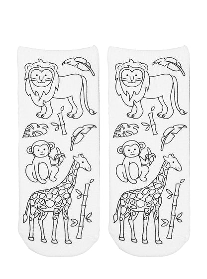 Zoo Animals Coloring Socks