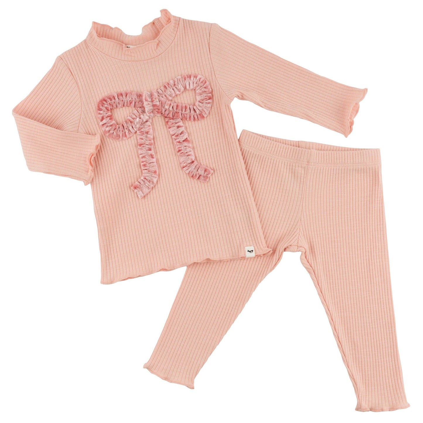 Pink Velvet Ruffle Bow Set