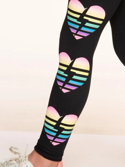 Black Rainbow Heart Simply Soft Luxe Mid-Rise Long Legging