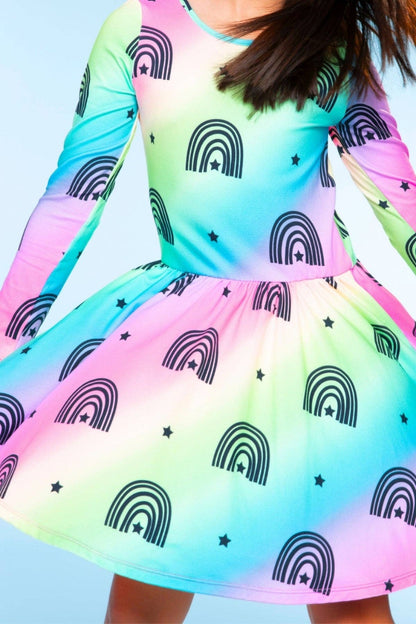 Rainbow Star Simply Soft Long Sleeve Be Happy Dress
