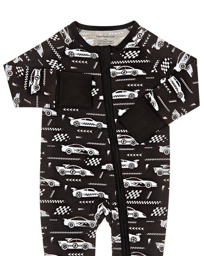 Race Cars Bamboo Zip Romper