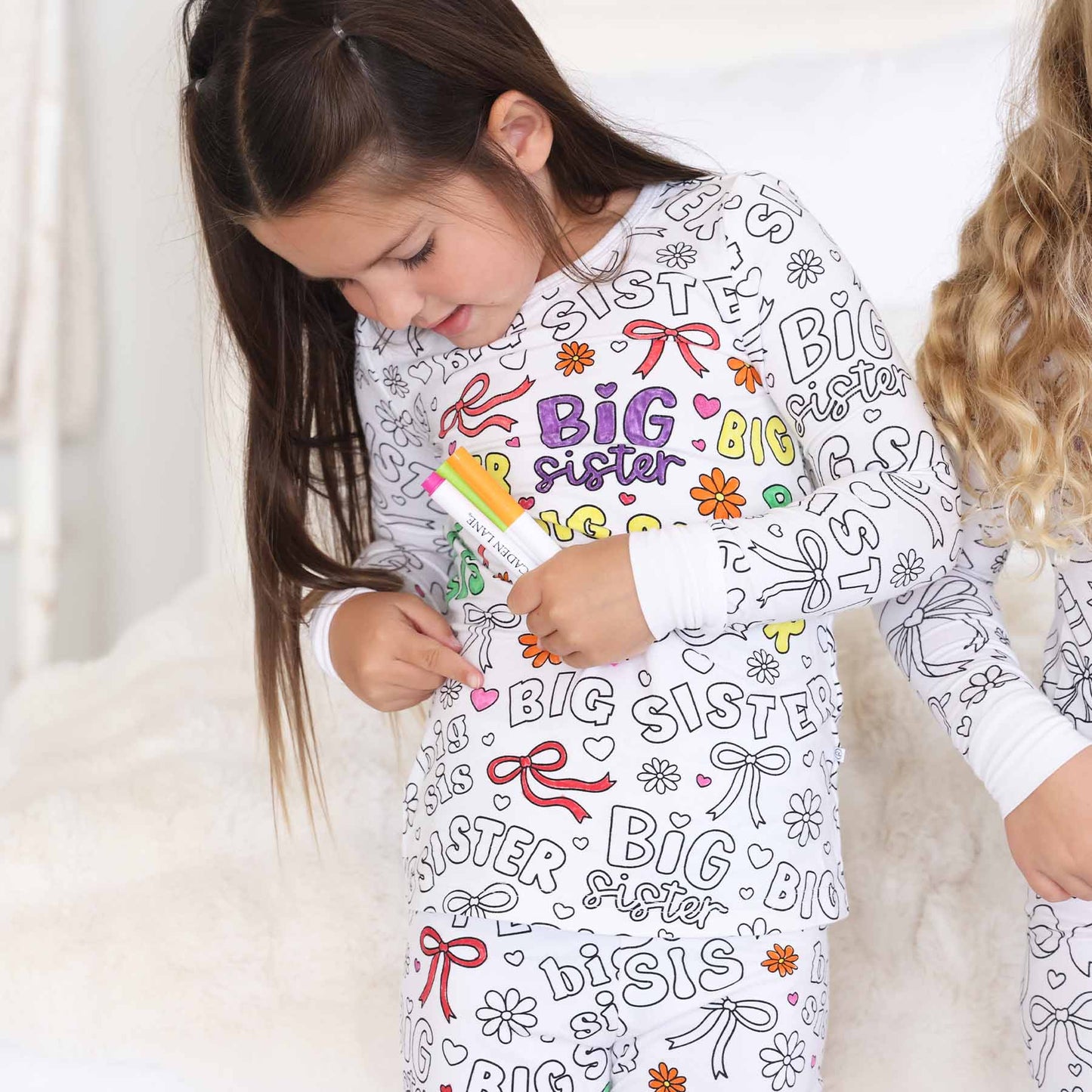 Colorable Big Sis Pajama Set