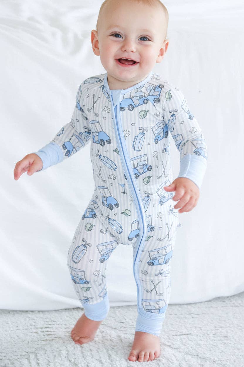 Caddie Crew Blue Convertible Bamboo Zip Romper