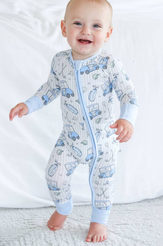 Caddie Crew Blue Convertible Bamboo Zip Romper