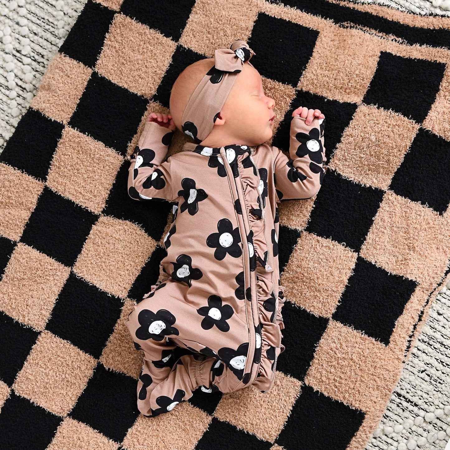 Coco Flowers Ruffle Bamboo Zip Romper