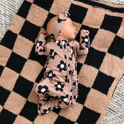 Coco Flowers Ruffle Bamboo Zip Romper