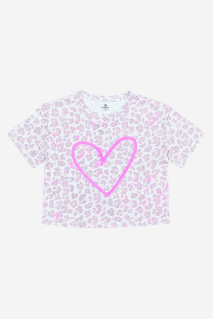 Grey Rainbow Heart Bolt Washed Cotton Drop Shoulder Tee