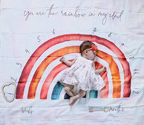 Rainbow Monthly Milestone Organic Blanket