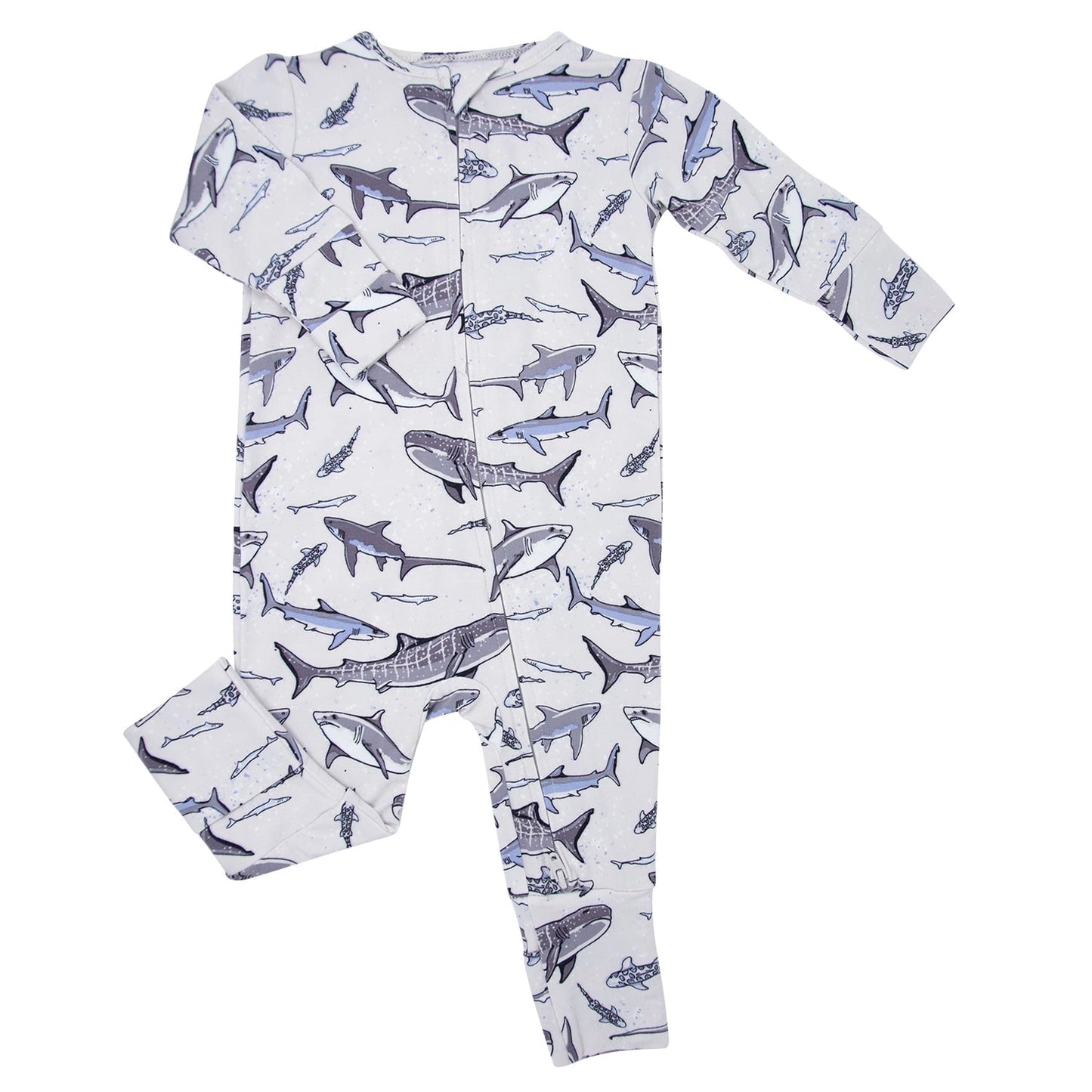 Grey Sharks Bamboo Zipper Romper