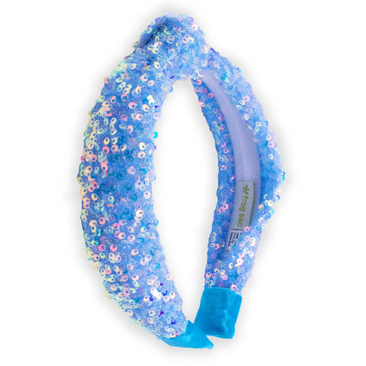 Blue Sequin Knot Headband