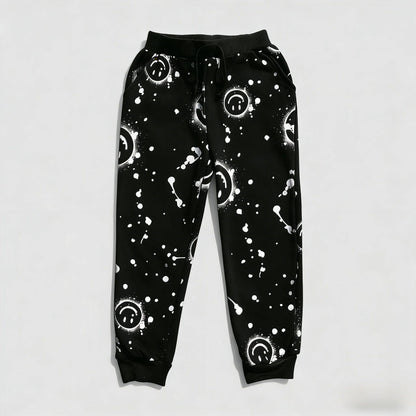 Black All-Over Smiley Jogger Set