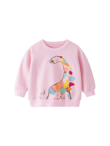 Pink Dino Pullover Sweatshirt