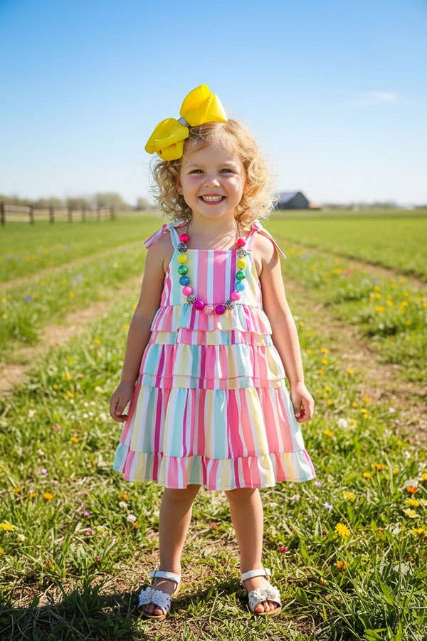 Multi Stripe Serape Tiered Dress