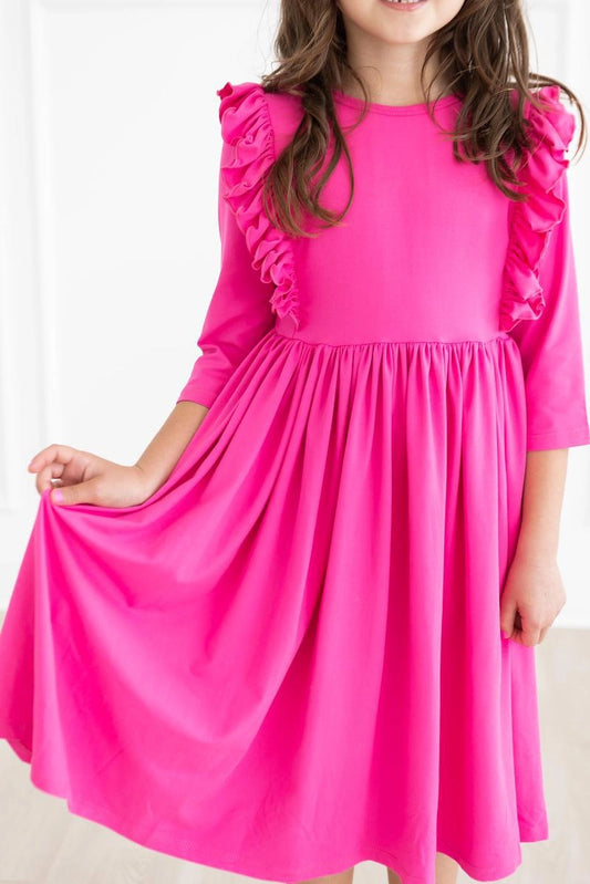 Hot Pink Ruffle Twirl Dress