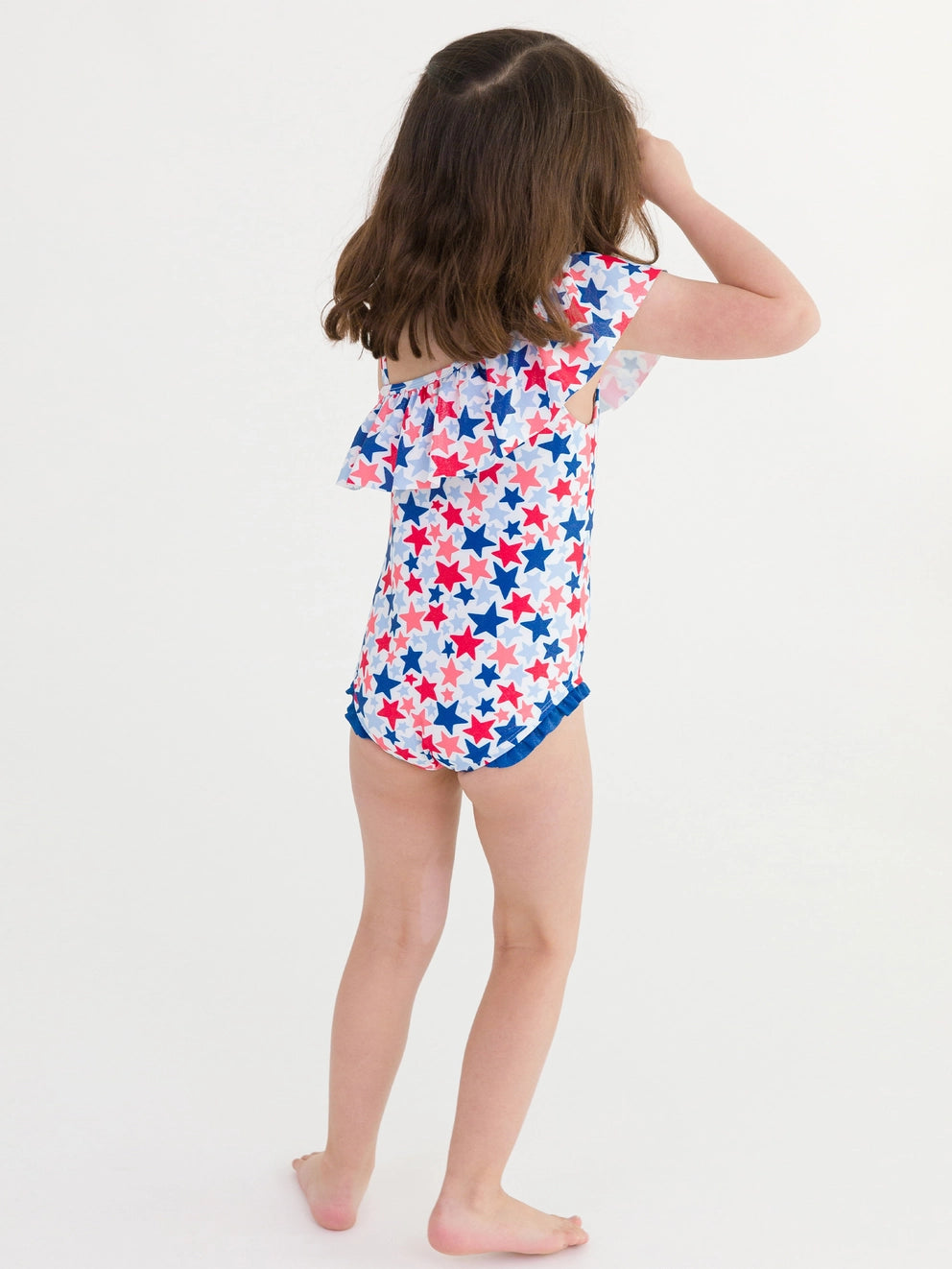 Star Spangled Shoulder Ruffle One Piece Suit