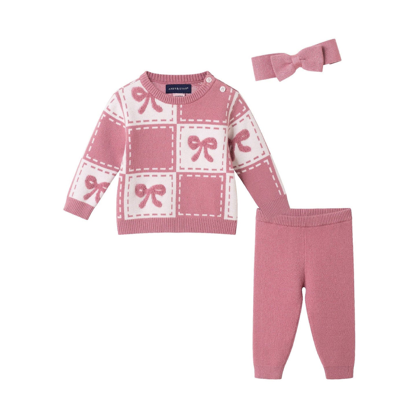 Pink Bows Chenille Sweater Set