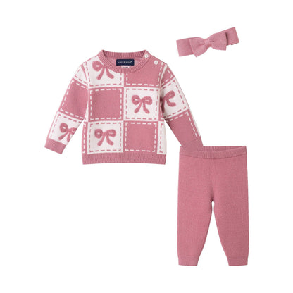 Pink Bows Chenille Sweater Set