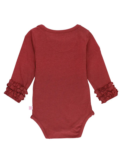 Rosewood Knit Long Sleeve Ruffle Laying Bodysuit