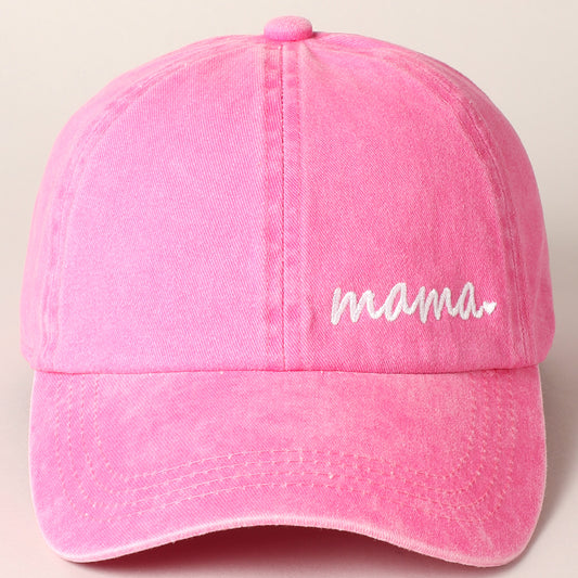 Pink Embroidered 'Mama' Hat