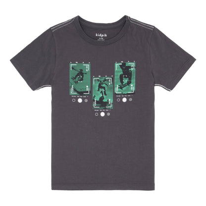 Skateboard Pic Contrast Stitch Tee