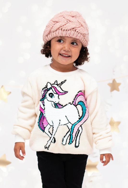 Sequin Unicorn Plush Pullover