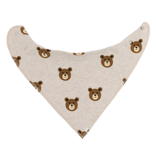 Teddy Bear Rib Bandana Bib in Malt