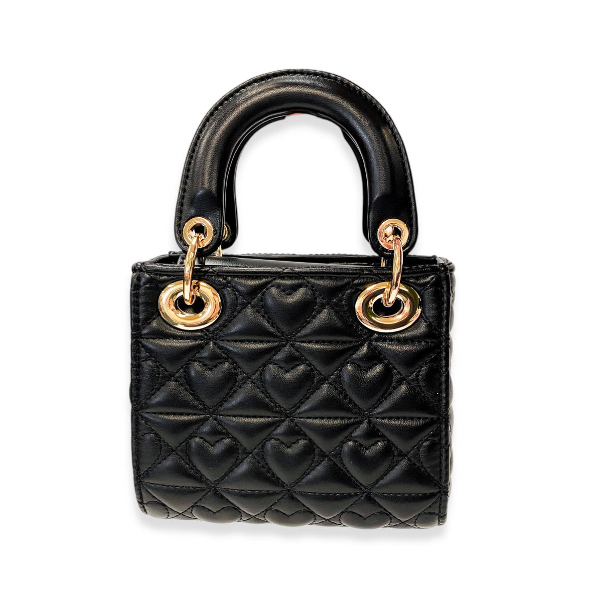 Black Heart-Quilted Handbag