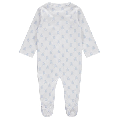Teddy Bear Blue Cotton Zipper Footie