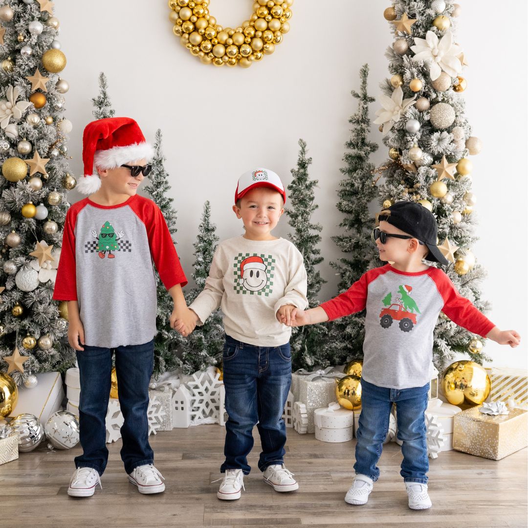 Santa Dino Monster Truck 3/4 Shirt