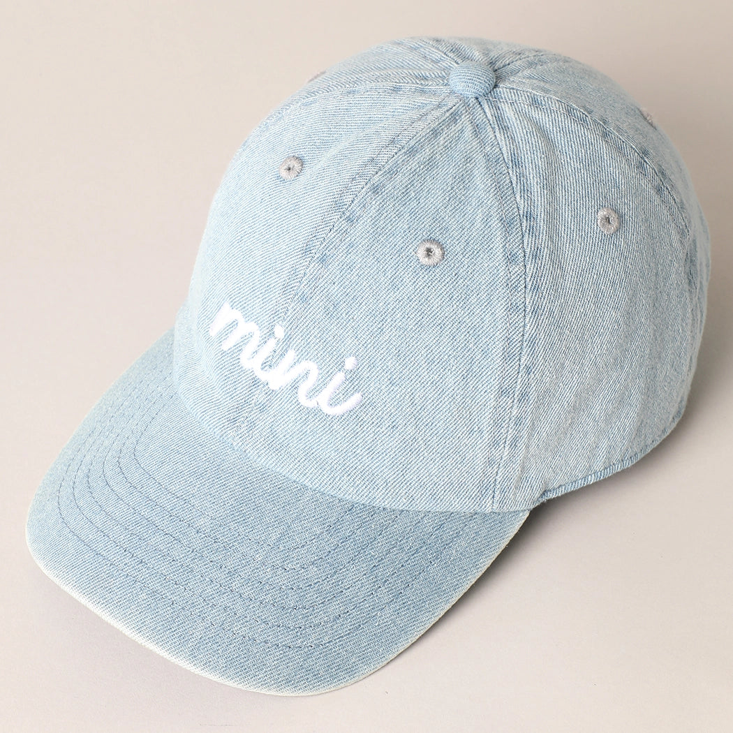 Denim Embroidered 'Mini' Hat