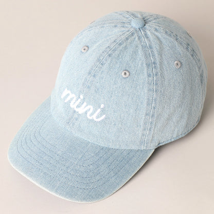 Denim Embroidered 'Mini' Hat