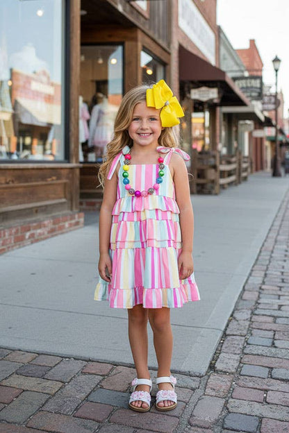 Multi Stripe Serape Tiered Dress