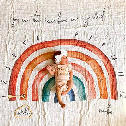 Rainbow Monthly Milestone Organic Blanket