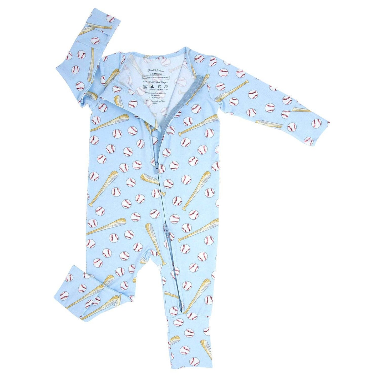Little Slugger Blue Bamboo Convertible Romper