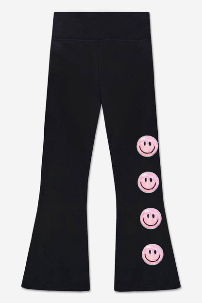 Simply Soft Luxe Flare Legging in Black Pink Smile