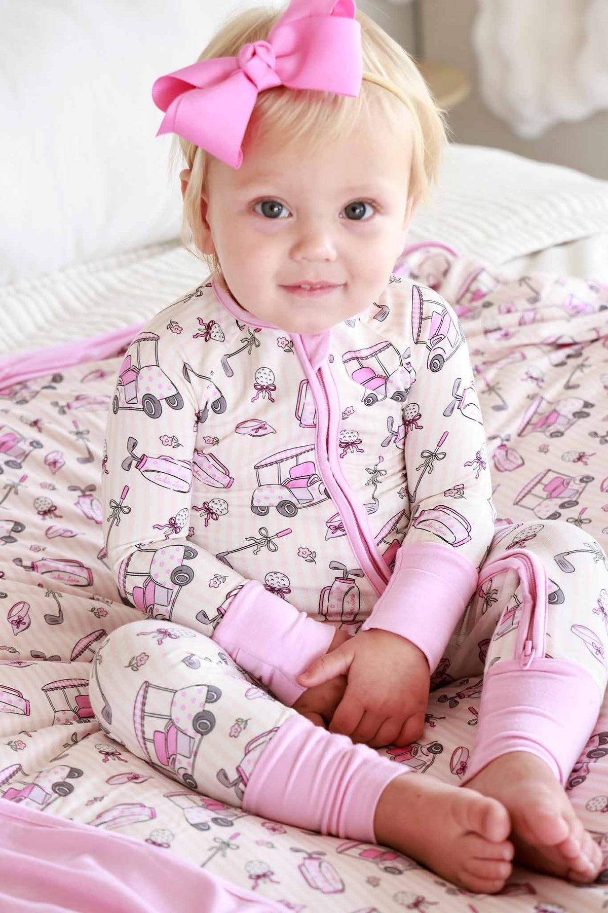 Caddie Crew Pink Convertible Bamboo Zip Romper