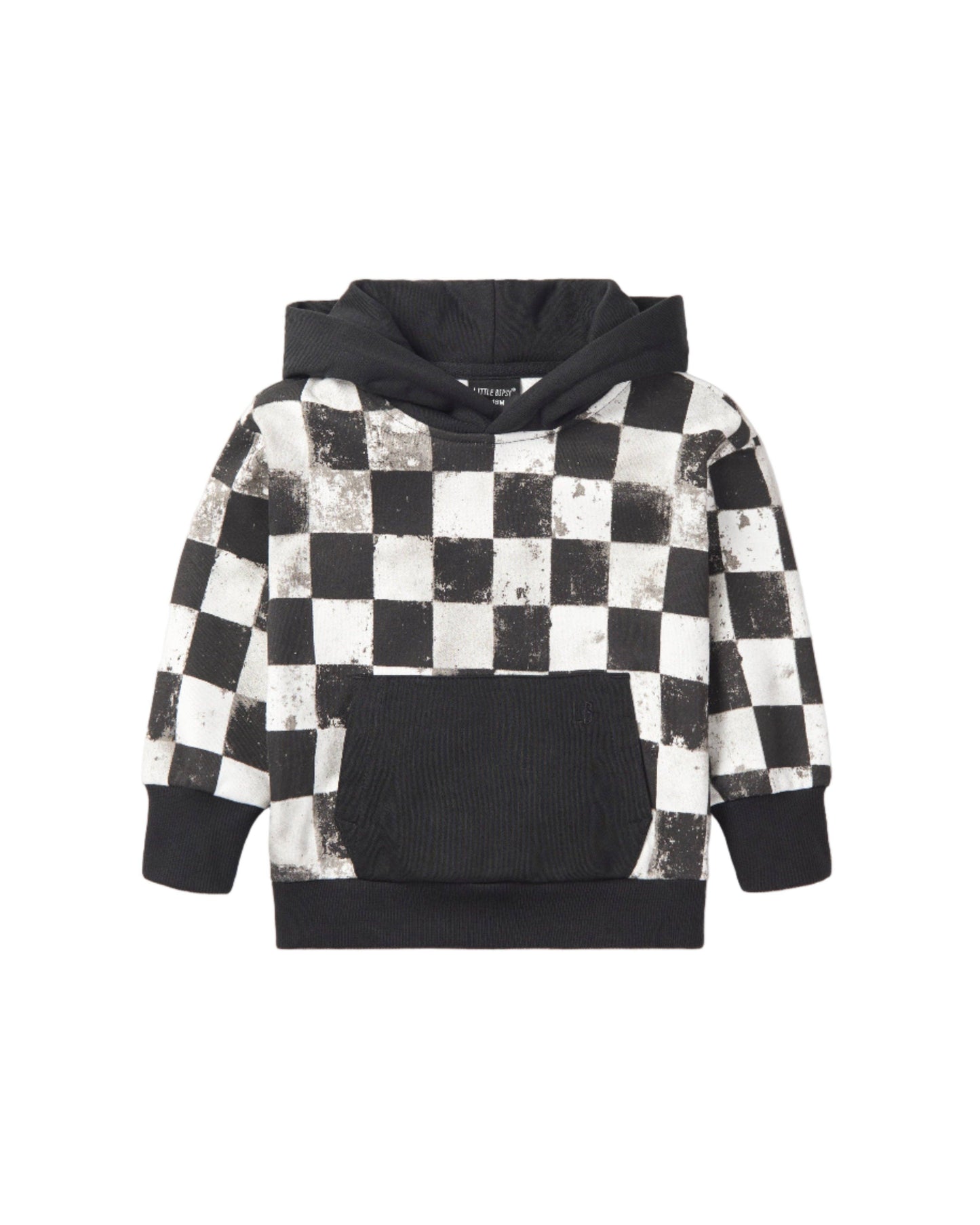 Black + White Checkered Hoodie