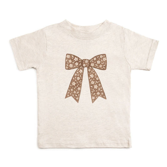 Mocha Floral Bow Patch T-Shirt