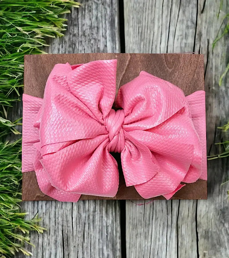 Metallic Pink Bow Headband
