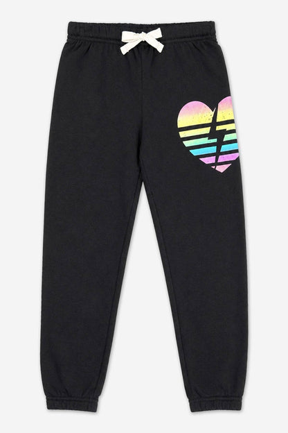 Black Rainbow Heart Bolt Cloud Soft Sweatpant