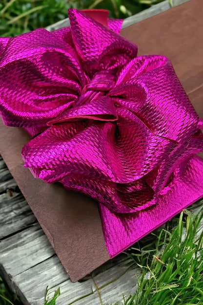 Metallic Pink Bow Headband