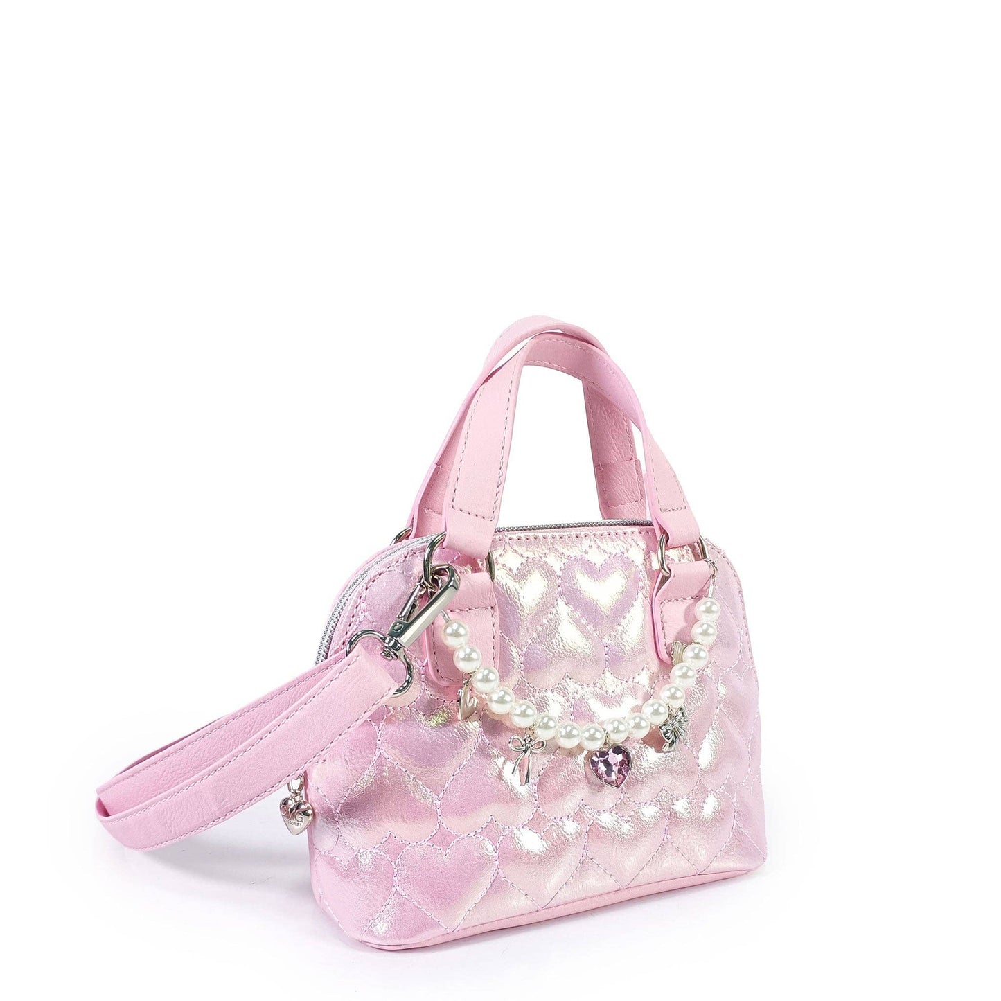 Quilted Hearts Metallic Mini Satchel Bag