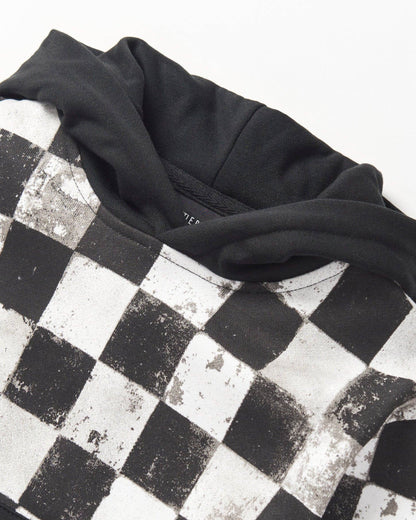Black + White Checkered Hoodie