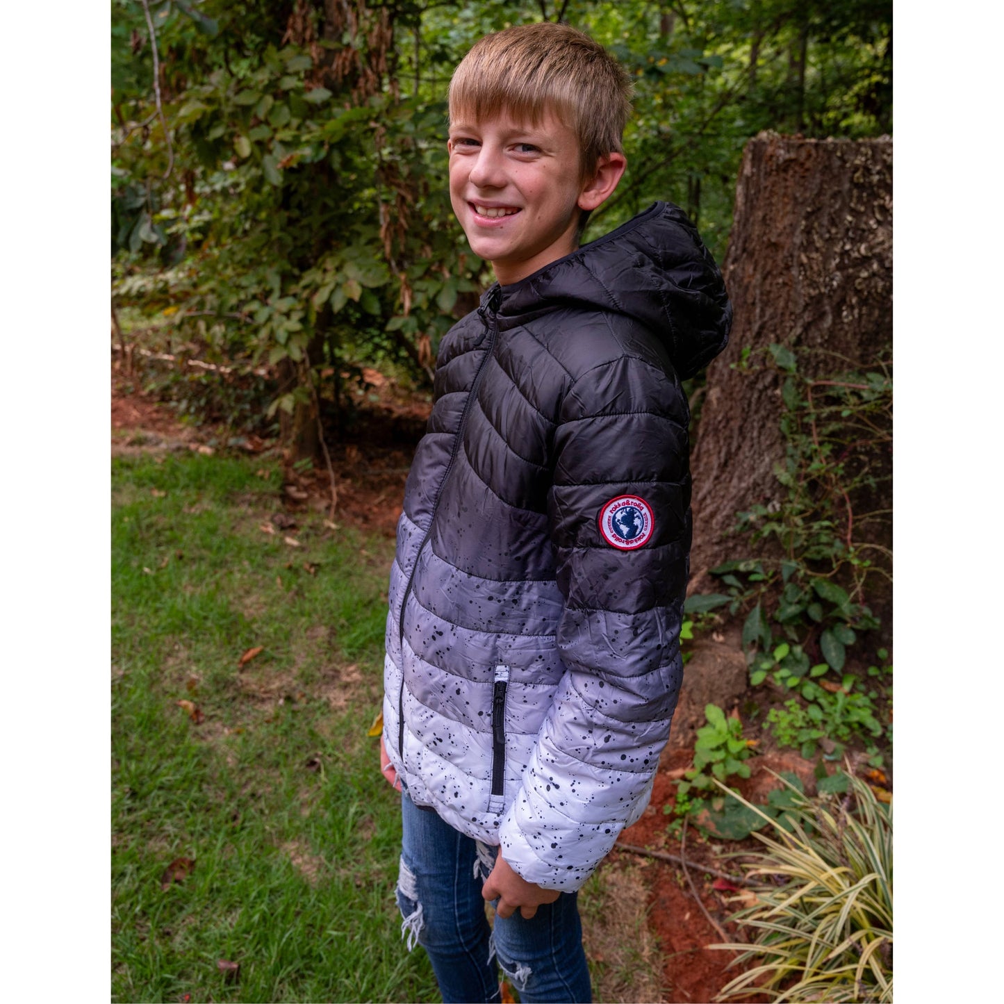 Dark Grey Space Reversible Light Puffer Coat