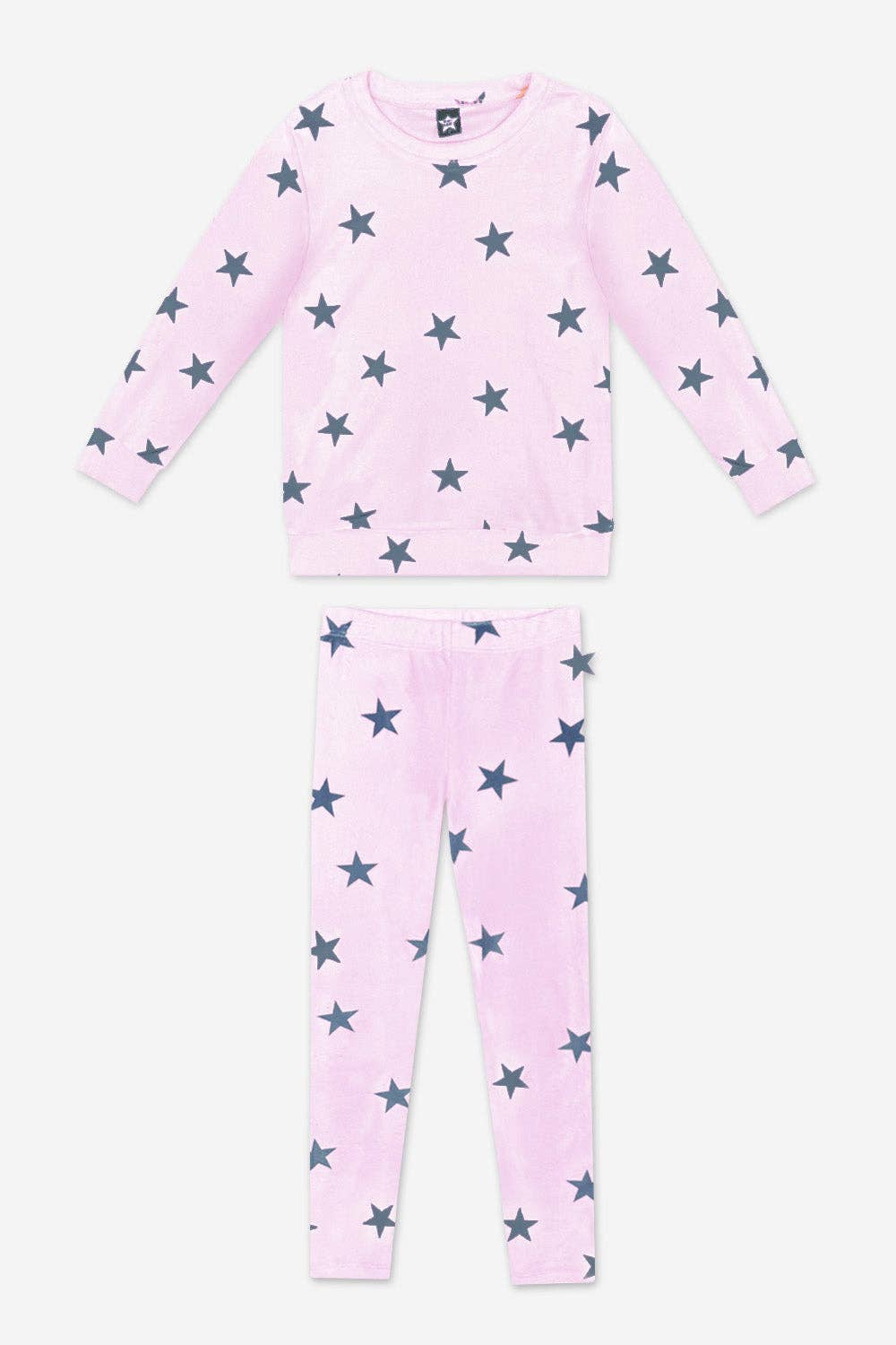 Long Sleeve Velour Set in Pink Stars