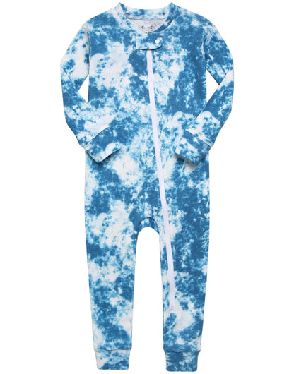Prism Blue Cotton Zipper Footie