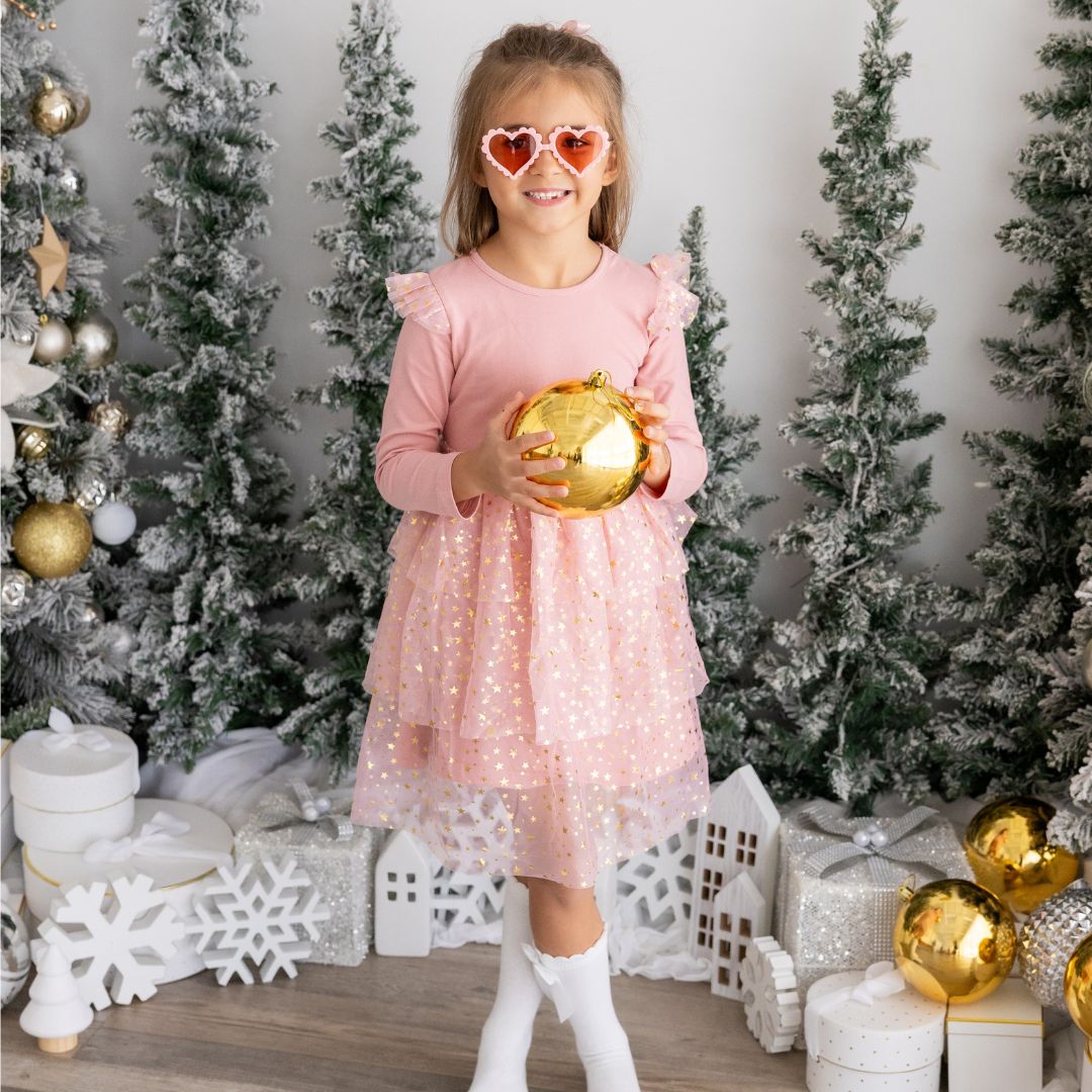 Blush Shimmer L/S Tutu Dress