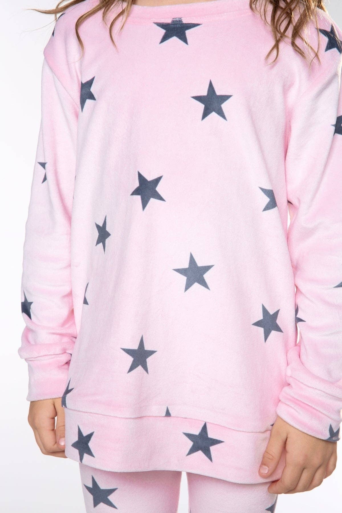 Long Sleeve Velour Set in Pink Stars