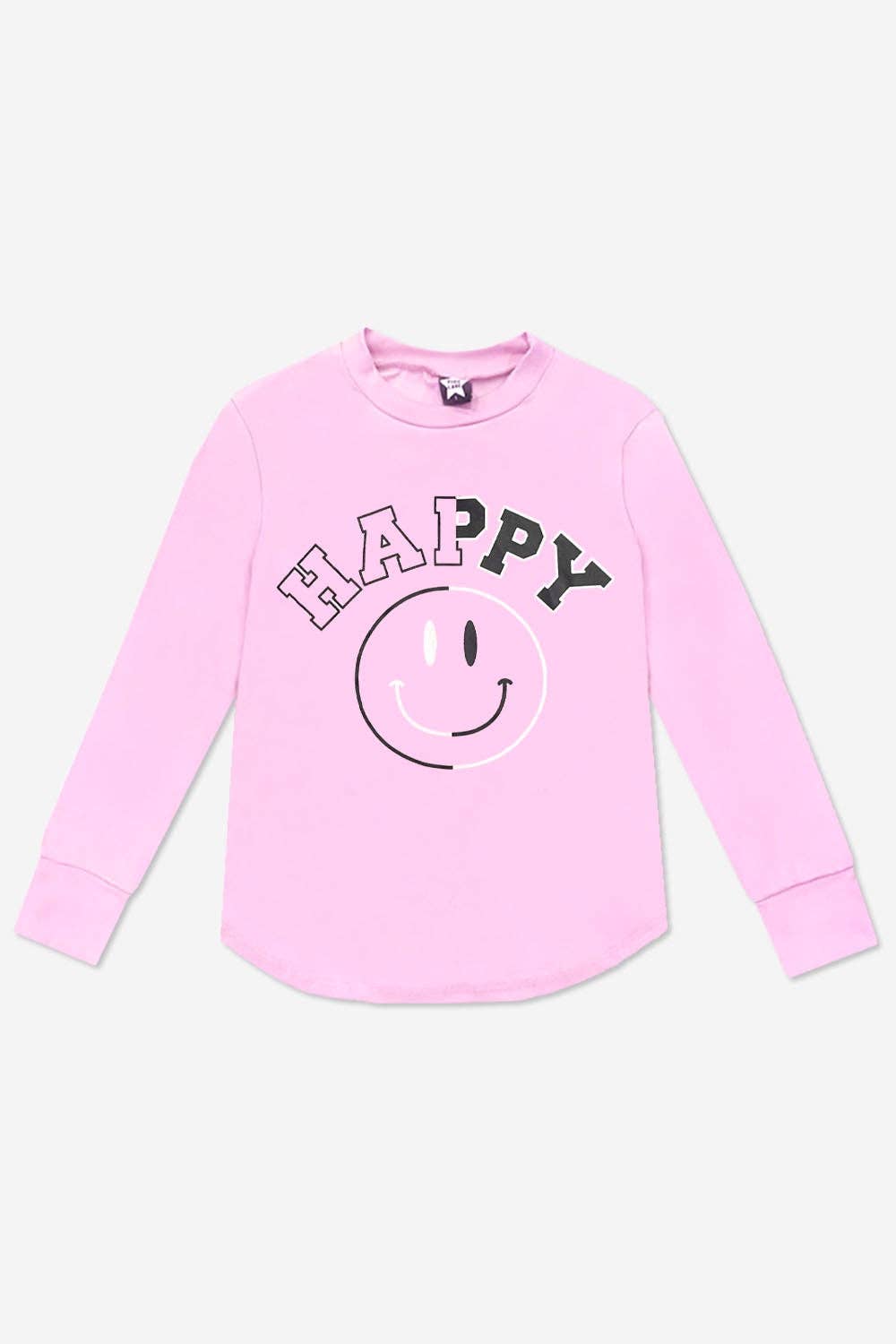 Modal Long Sleeve Shirttail Top in Pink Happy Smile
